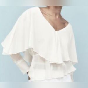 Zara White Layered Women's  NWOT Top.   Size S